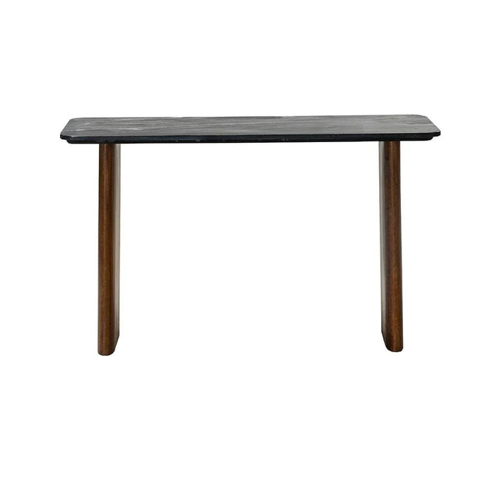 York Marble Top Console Table -Black/Walnut