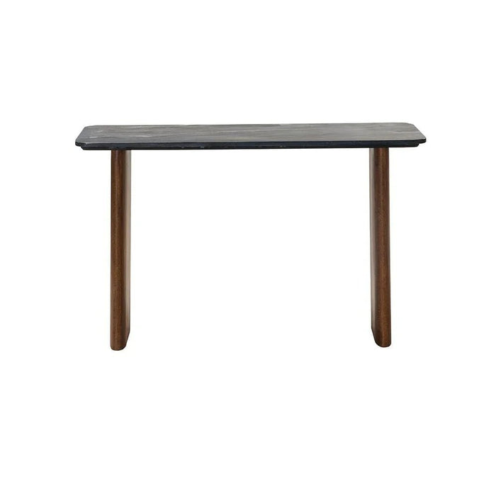 York Marble Top Console Table -Black/Walnut