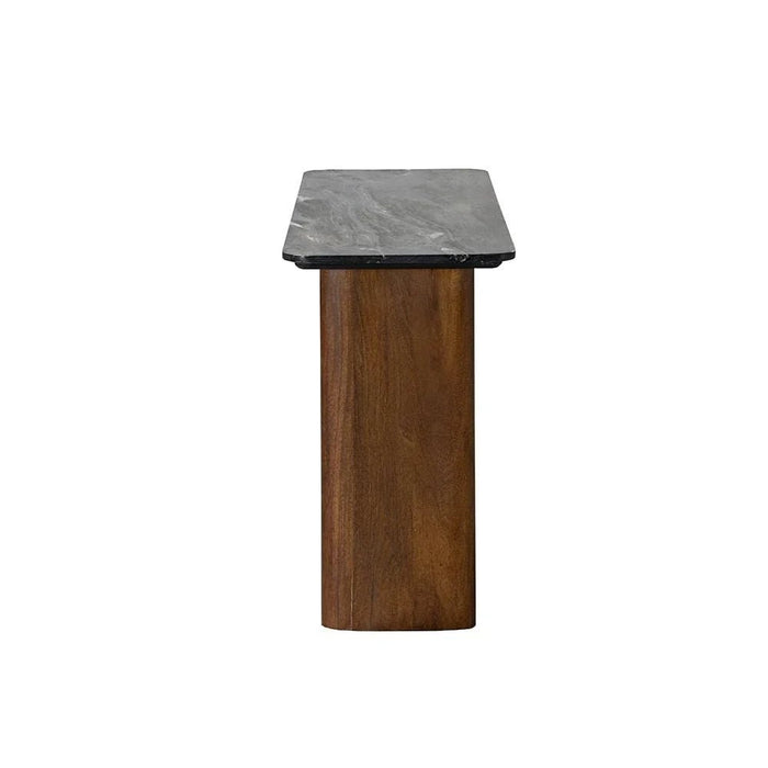 York Marble Top Console Table -Black/Walnut