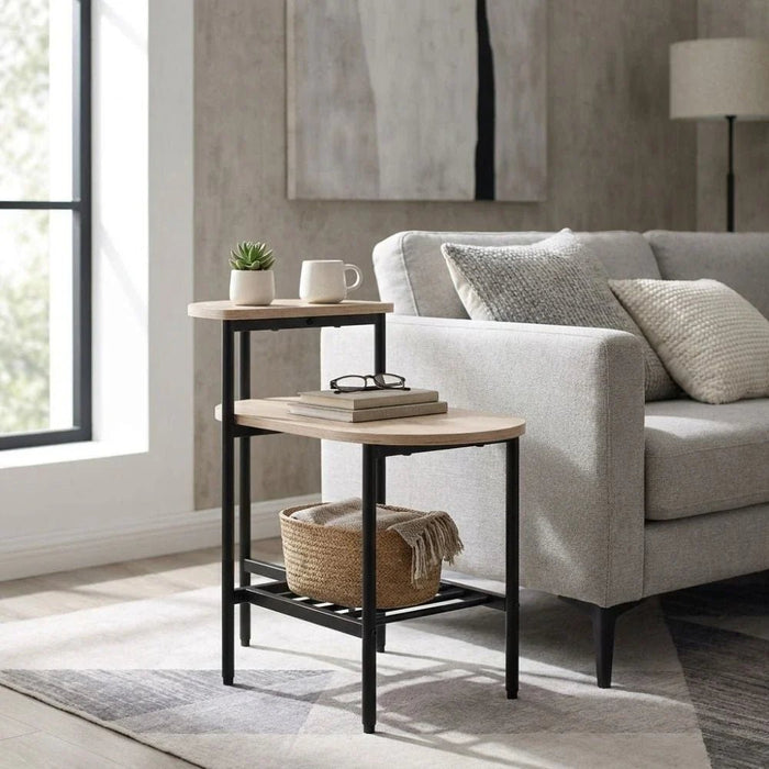 Jayde Side Table-Oak/Black