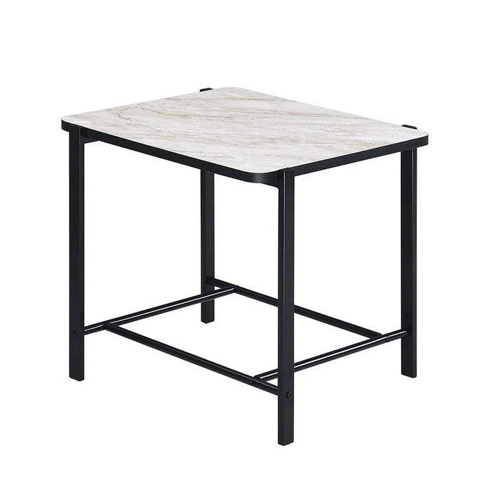 Reuben End Table-White Marble/Black