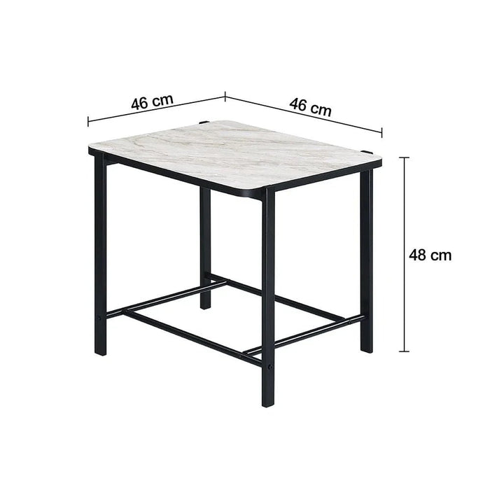 Reuben End Table-White Marble/Black