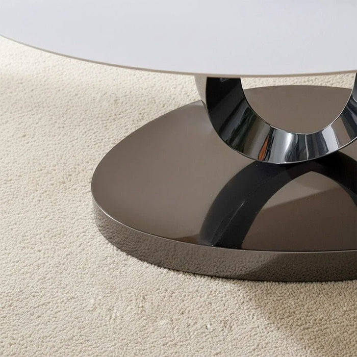 Princetown Sintered Stone Top Coffee Table - White/Black Titanium - With 2-Year Warranty