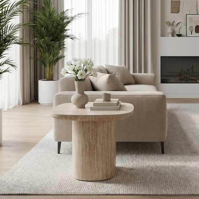 Nordic End Table - Beige/White