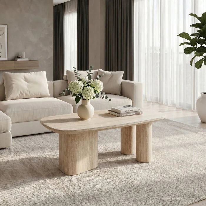 Nordic Coffee Table - Beige/White - With 2-Year Warranty