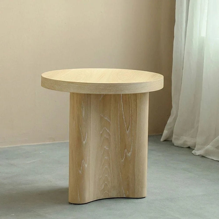 Kanso Round End Table-Natural Oak