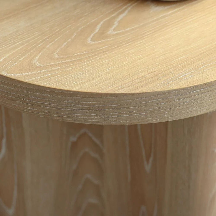 Kanso Round End Table-Natural Oak
