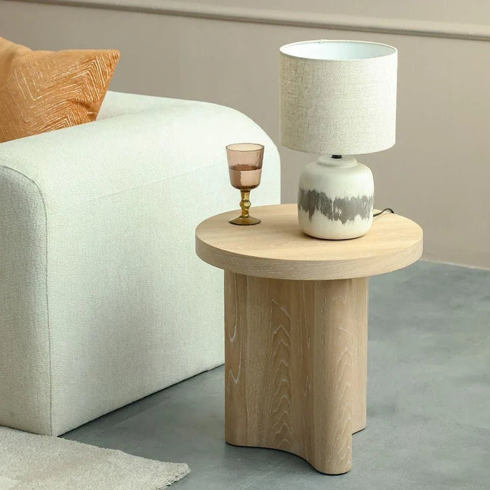 Kanso Round End Table-Natural Oak
