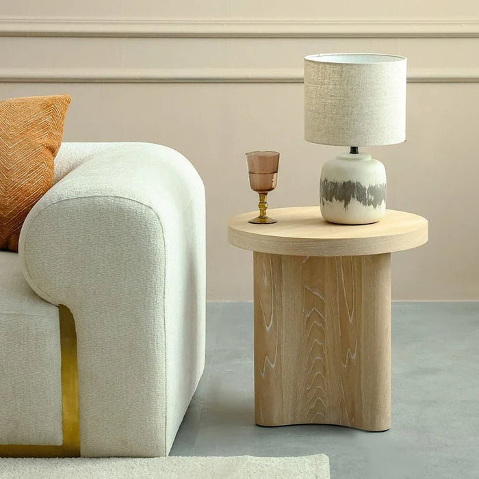 Kanso Round End Table-Natural Oak