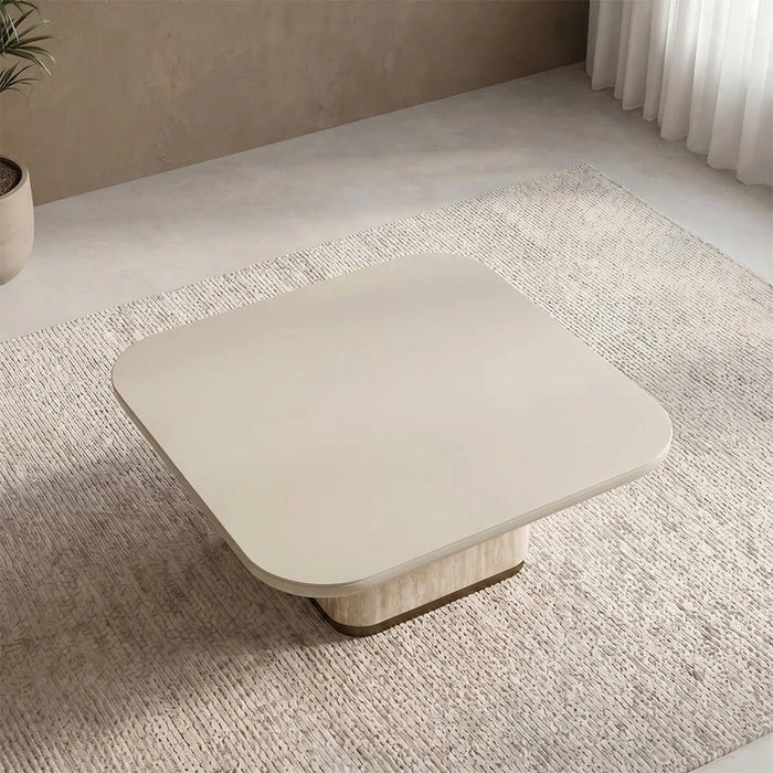 Oru Square Tempered Glass Coffee Table - Cream/Beige - With 2-Year Warranty