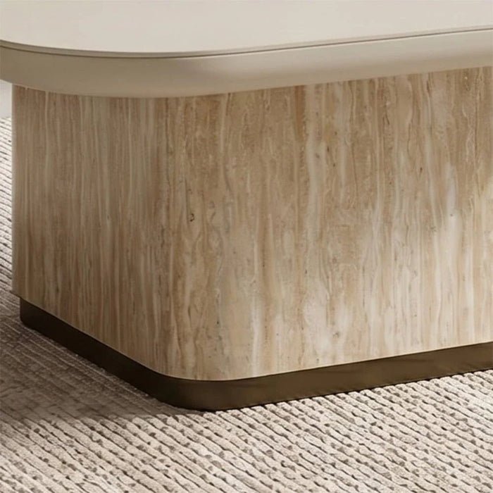 Oru Square Tempered Glass Coffee Table - Cream/Beige - With 2-Year Warranty