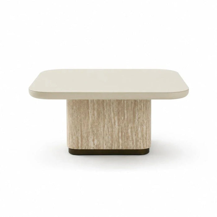 Oru Square Tempered Glass Coffee Table - Cream/Beige - With 2-Year Warranty