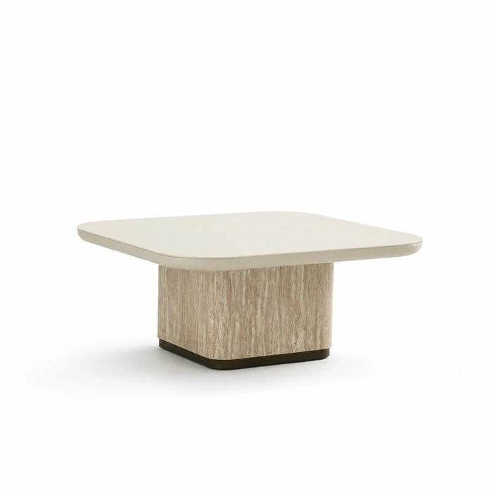Oru Square Tempered Glass Coffee Table - Cream/Beige - With 2-Year Warranty