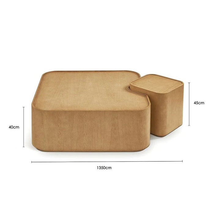 Nordomi Set of 2 Coffee and End Table Set - Natural Oak - With 2-Year Warranty