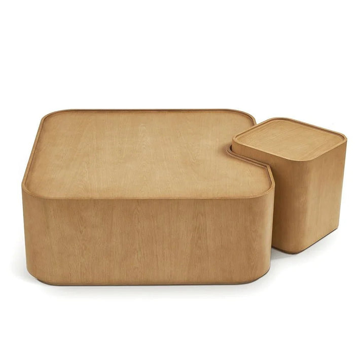 Nordomi Set of 2 Coffee and End Table Set - Natural Oak - With 2-Year Warranty