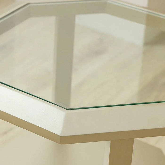 Azalea End Table - Glass/Champagne Gold - With 2-Year Warranty