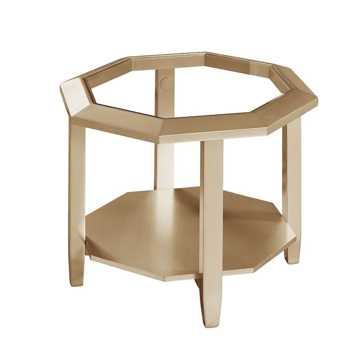 Azalea End Table - Glass/Champagne Gold - With 2-Year Warranty