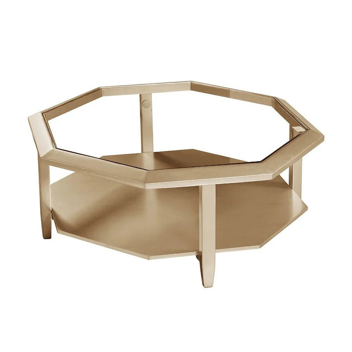 Azalea Coffee Table-Glass/Champagne Gold