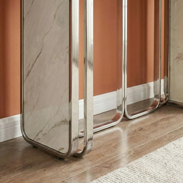 Retrova Console Table - White Grey/Gunmetal