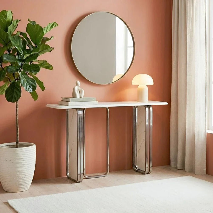 Retrova Console Table - White Grey/Gunmetal