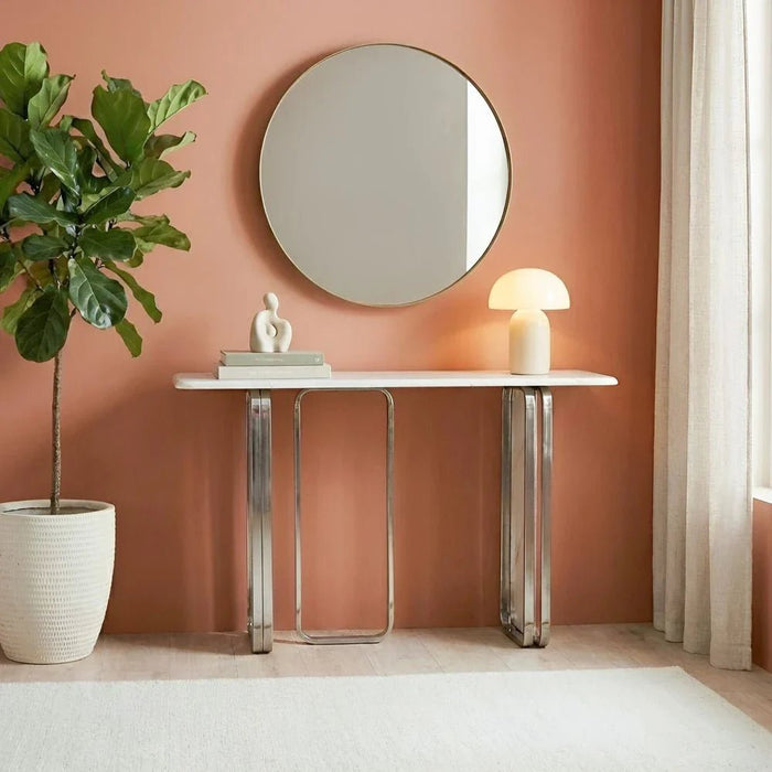 Retrova Console Table - White Grey/Gunmetal