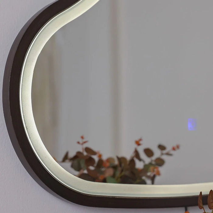 Oboro Marble TopÊ Console Table With Mirror -Brown Pattern/D.Walnut