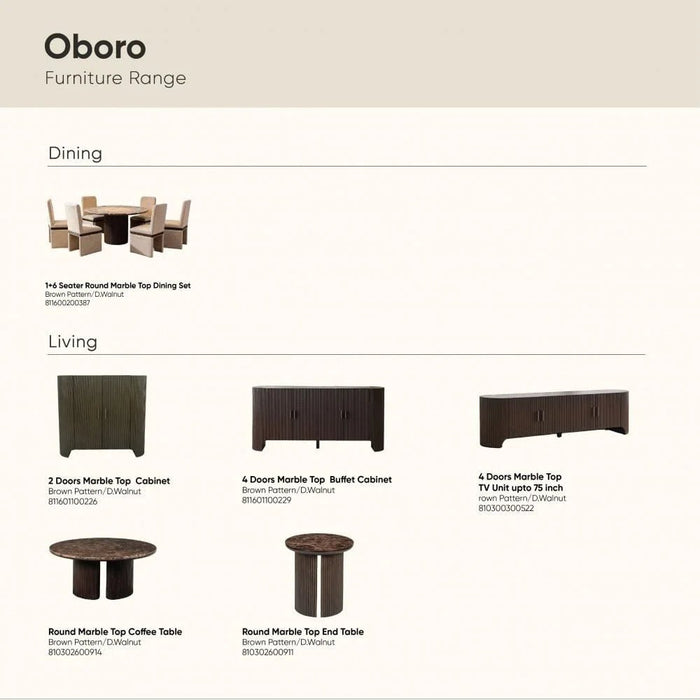 Oboro Marble TopÊ Console Table With Mirror -Brown Pattern/D.Walnut