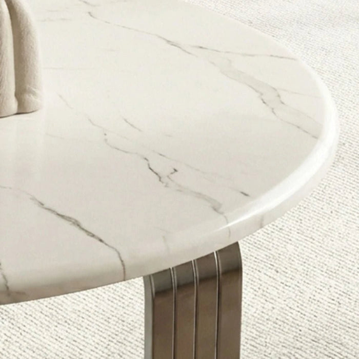 Retrova Round Coffee Table - White Grey/Gunmetal