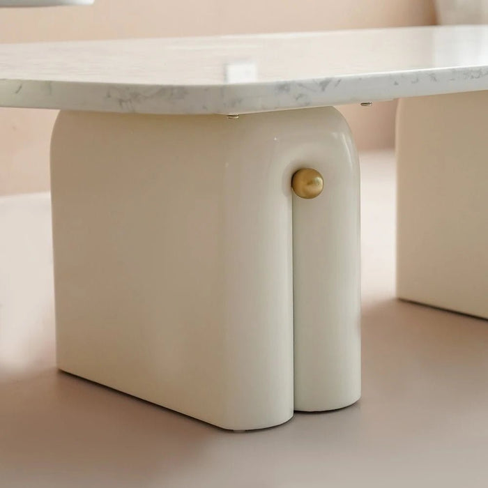 Qasr Set of 2 Coffee Table -Pearl White/Silver