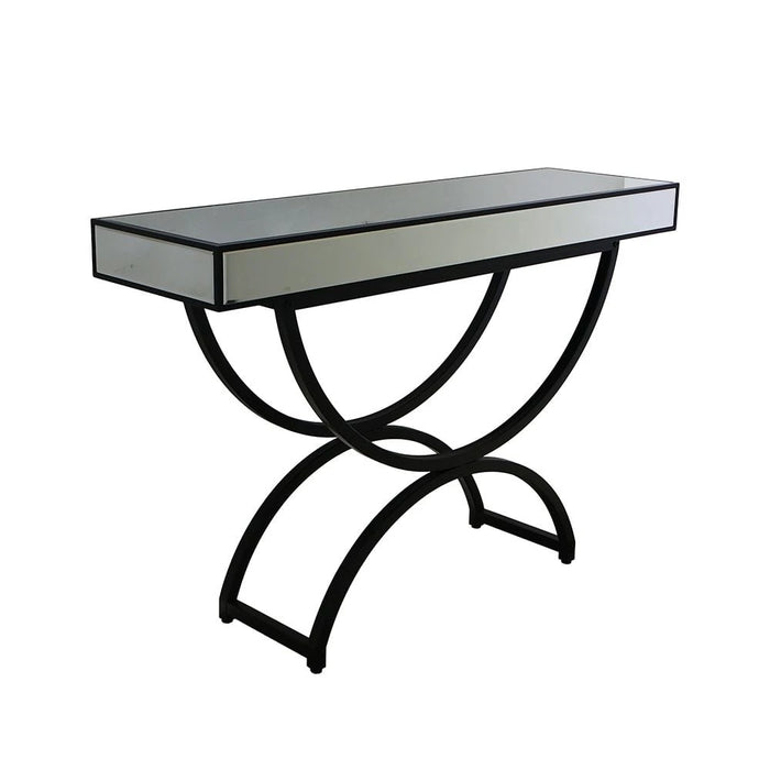 String Console Table with Metal Base - Silver/Black - With 2-Year Warranty