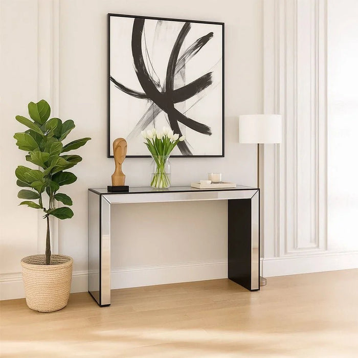 Straton Console Table - Silver/Black - With 2-Year Warranty