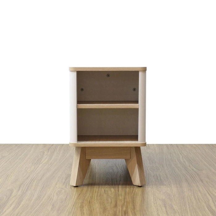 Homy Side Table with Top Door and Storage - Oak/White - With 2-Year Warranty