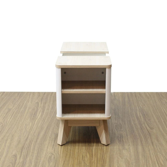 Homy Side Table with Top Door and Storage - Oak/White - With 2-Year Warranty