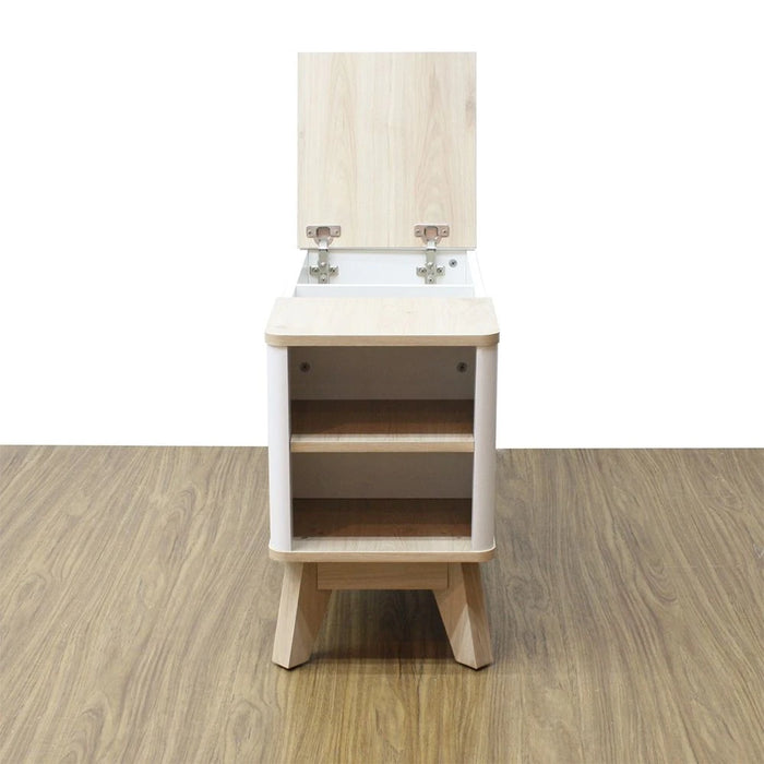 Homy Side Table with Top Door and Storage - Oak/White - With 2-Year Warranty