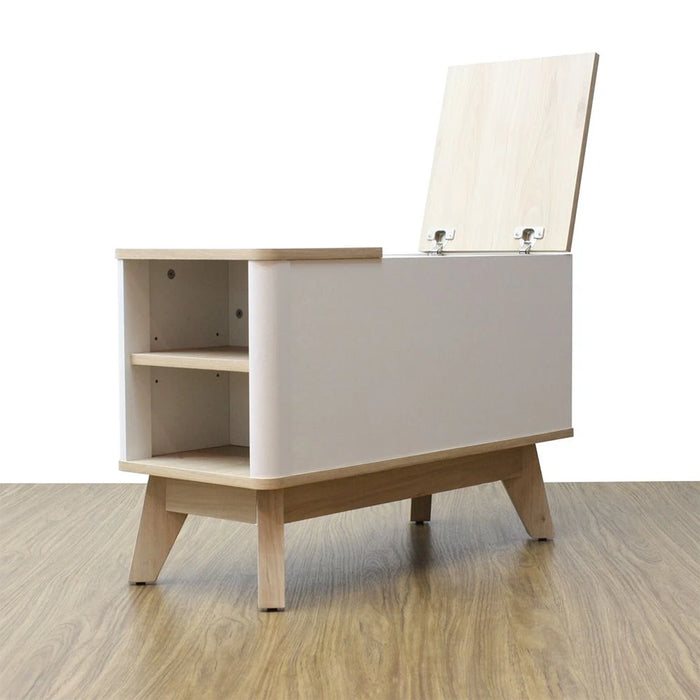 Homy Side Table with Top Door and Storage - Oak/White - With 2-Year Warranty