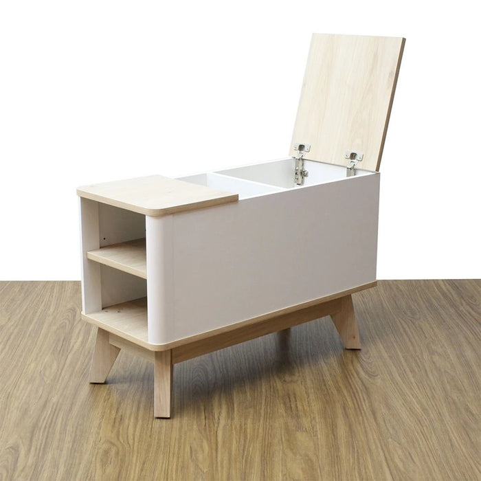 Homy Side Table with Top Door and Storage - Oak/White - With 2-Year Warranty
