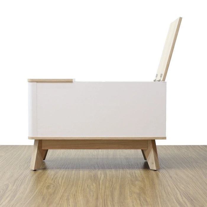 Homy Side Table with Top Door and Storage - Oak/White - With 2-Year Warranty