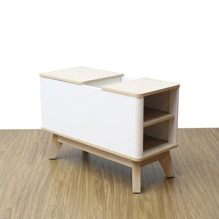 Homy Side Table with Top Door and Storage - Oak/White - With 2-Year Warranty