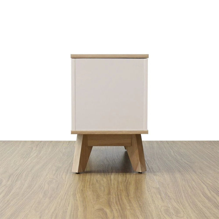 Homy Side Table with Top Door and Storage - Oak/White - With 2-Year Warranty