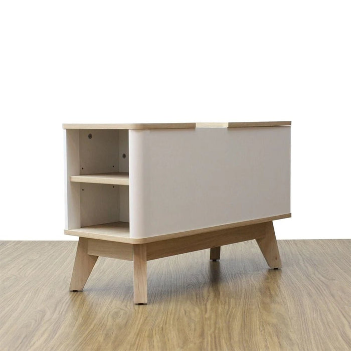 Homy Side Table with Top Door and Storage - Oak/White - With 2-Year Warranty