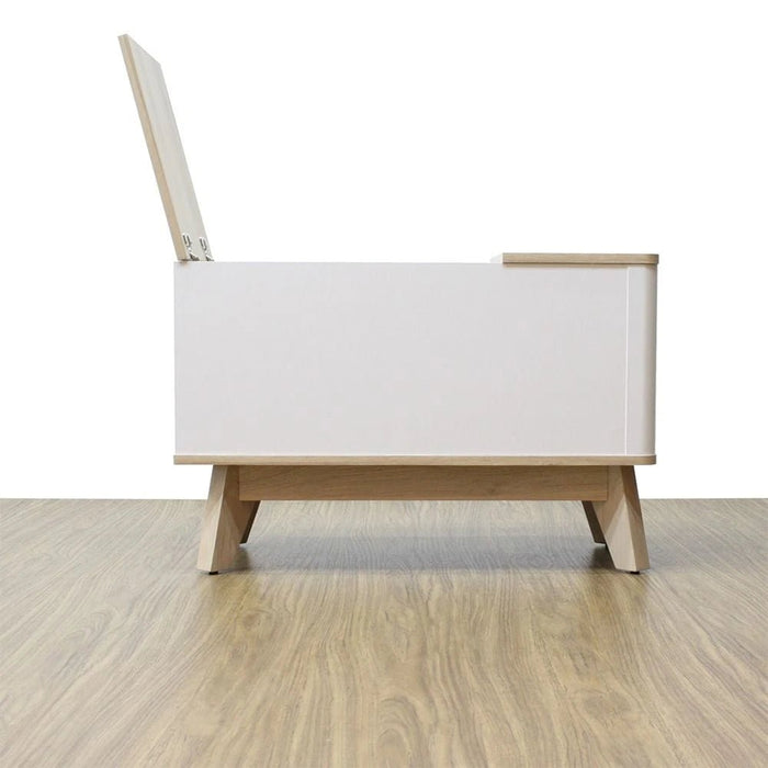 Homy Side Table with Top Door and Storage - Oak/White - With 2-Year Warranty