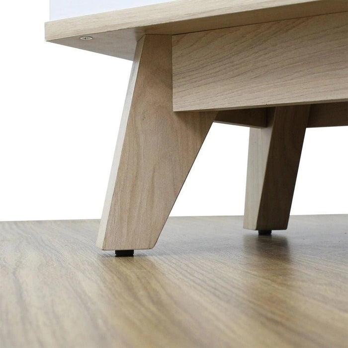 Homy Side Table with Top Door and Storage - Oak/White - With 2-Year Warranty