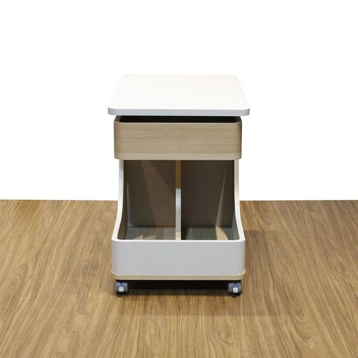 Tavira Side Table with Shelves and Revolving Top - Light Grey/Oak - With 2-Year Warranty