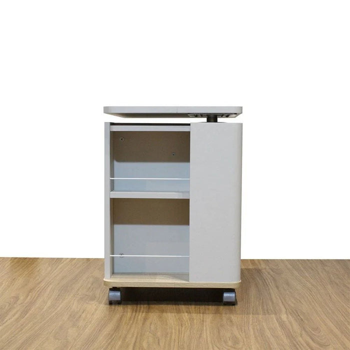 Tavira Side Table with Shelves and Revolving Top - Light Grey/Oak - With 2-Year Warranty