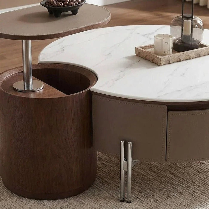 Rovena RoundæCoffee Table With Drawer - White/Brown