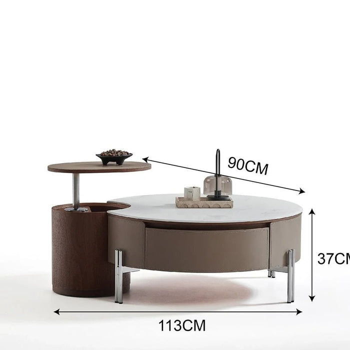Rovena RoundæCoffee Table With Drawer - White/Brown