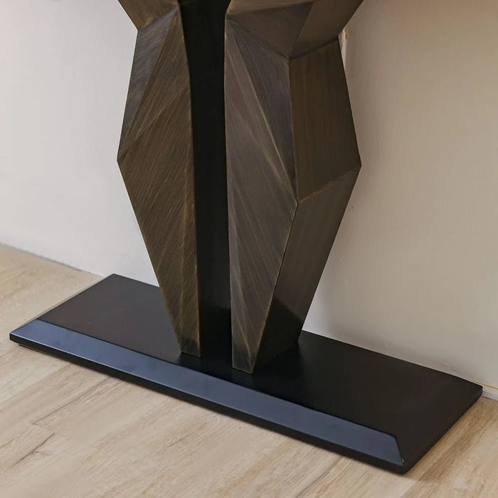 Oryan Sintered Stone Top Console Table - Light Grey/Brown