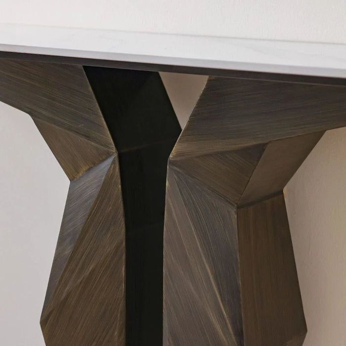 Oryan Sintered Stone Top Console Table - Light Grey/Brown