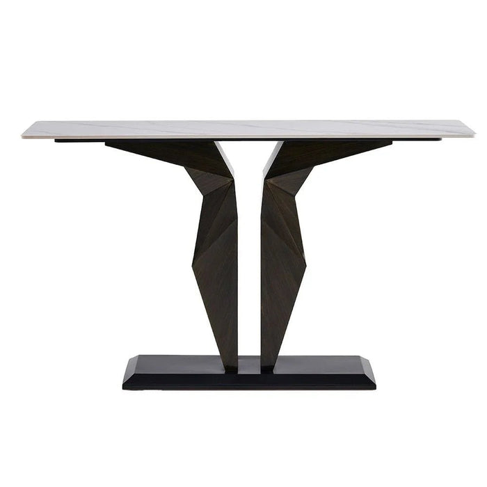 Oryan Sintered Stone Top Console Table - Light Grey/Brown