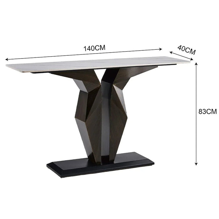 Oryan Sintered Stone Top Console Table - Light Grey/Brown